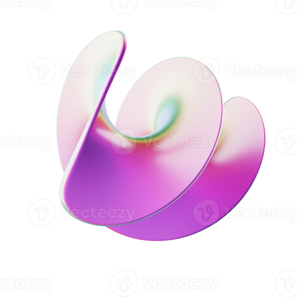 abstract twisted iridescent colour shape on transparent background png