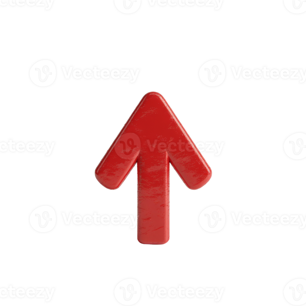 Red 3d arrow pointing upwards growth success png