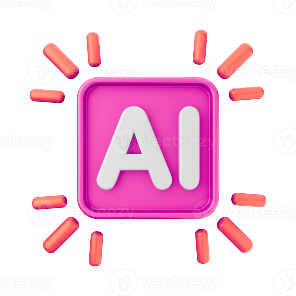 Artificial Intelligence Concept with Pink Square and Radiating Orange Rectangles png