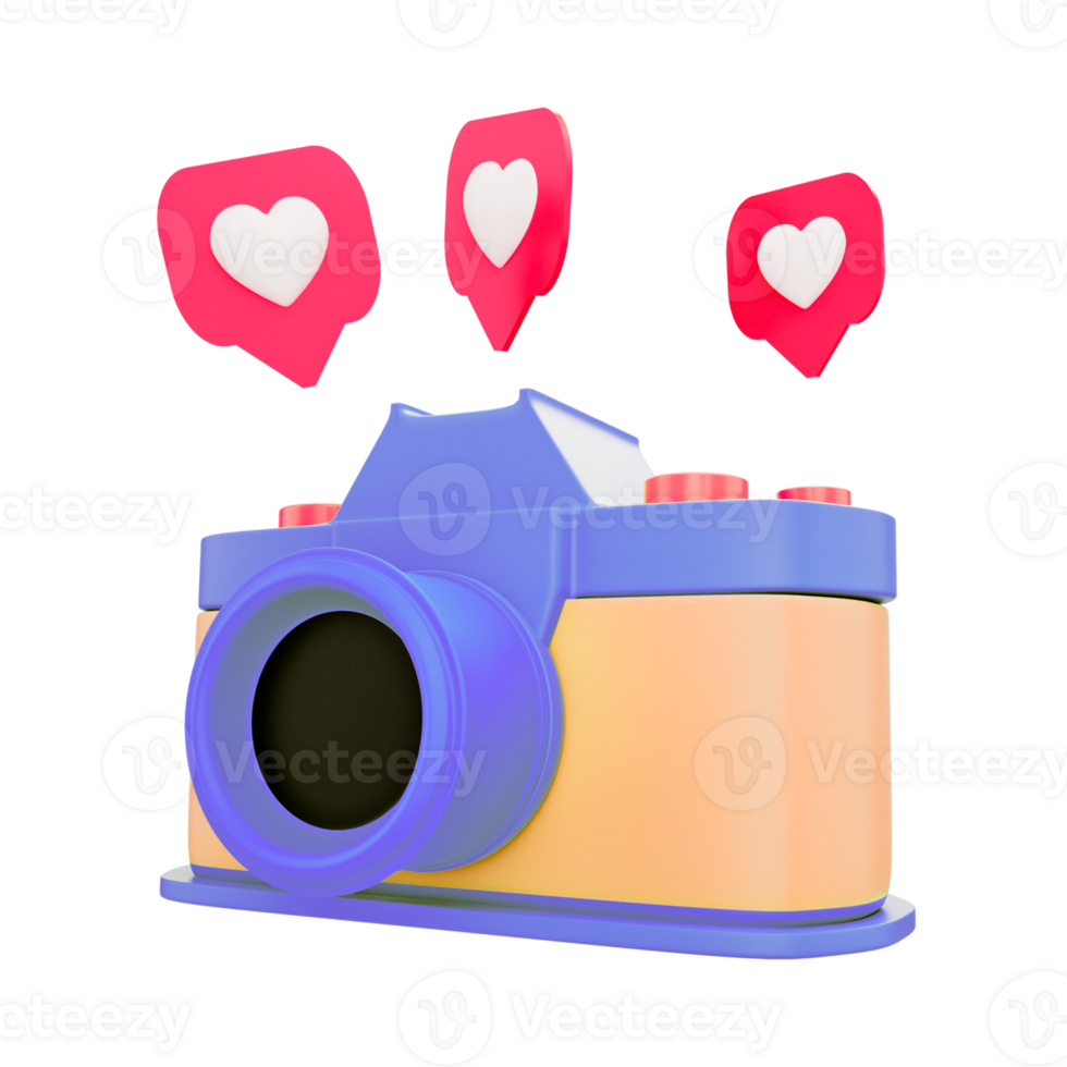 Stylized Camera with Heart Shaped Like Icons Floating Above it png