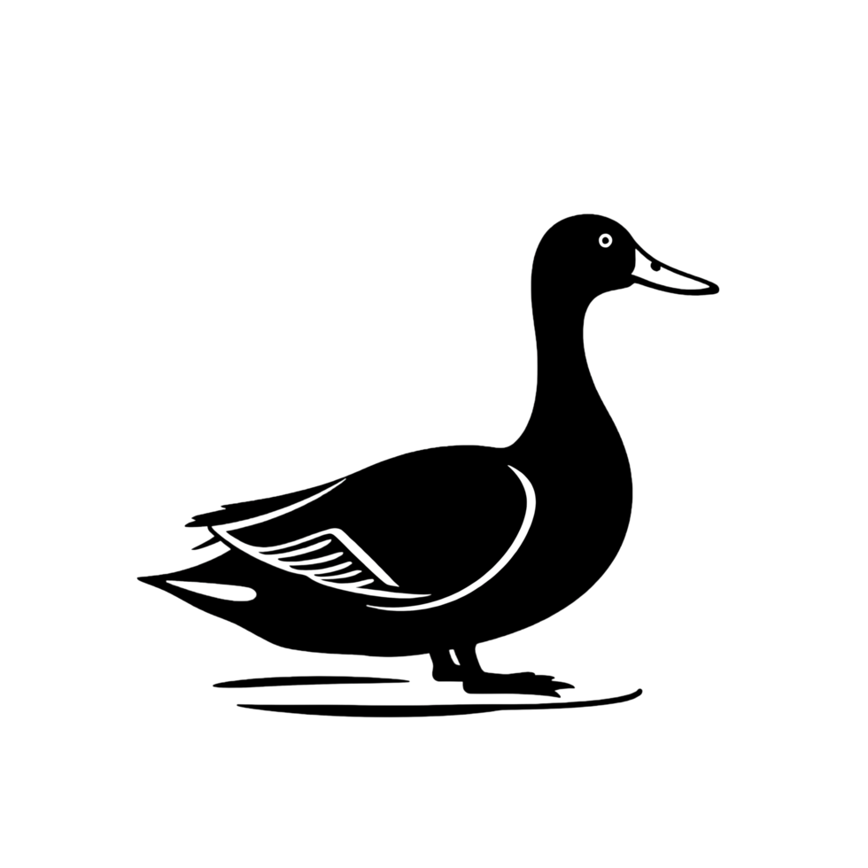 A black and white drawing of a duck png
