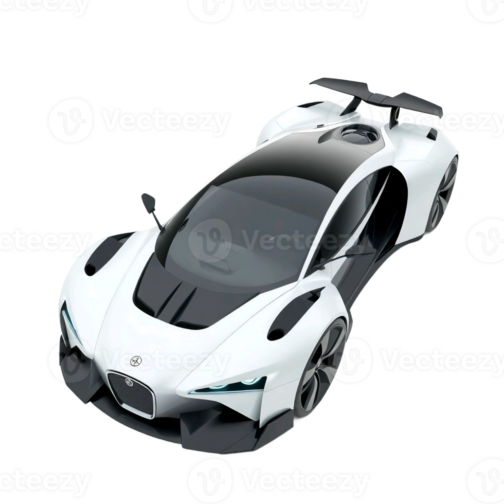 A white sports car isolated on transparent background png