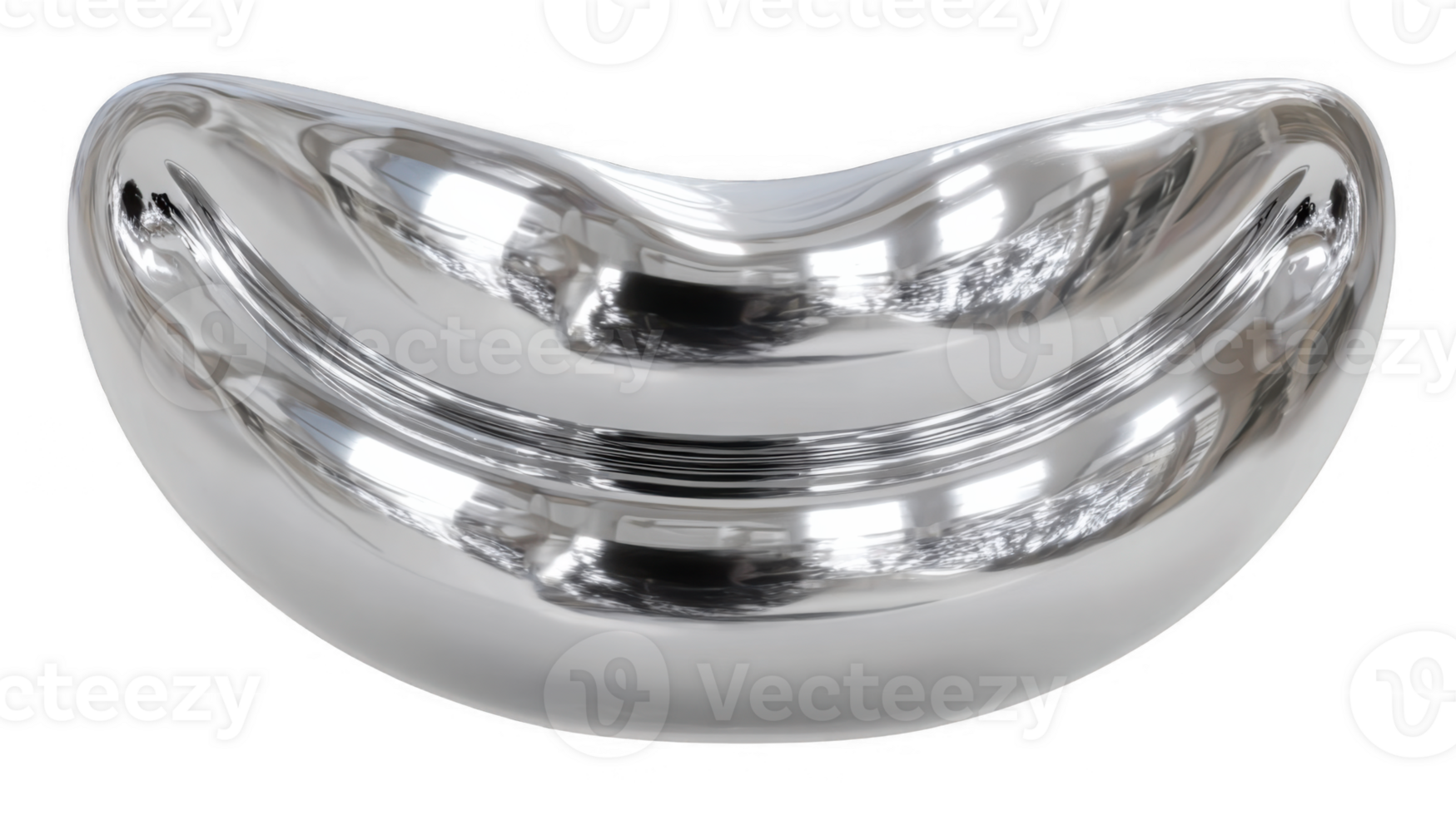 Shiny metal grin reflects light on transparent background png
