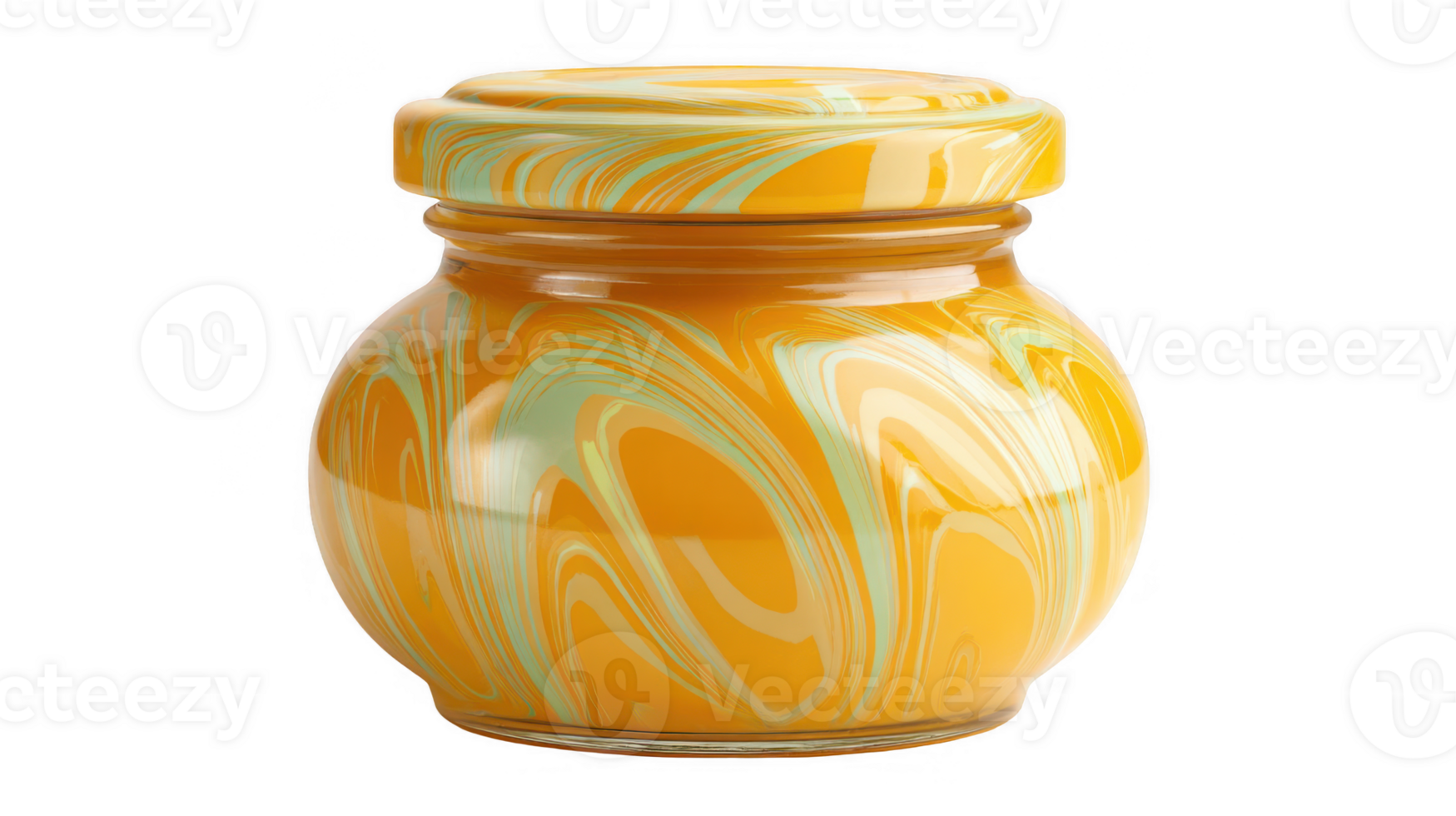 Round jar with swirling pancake mix design on transparent background png