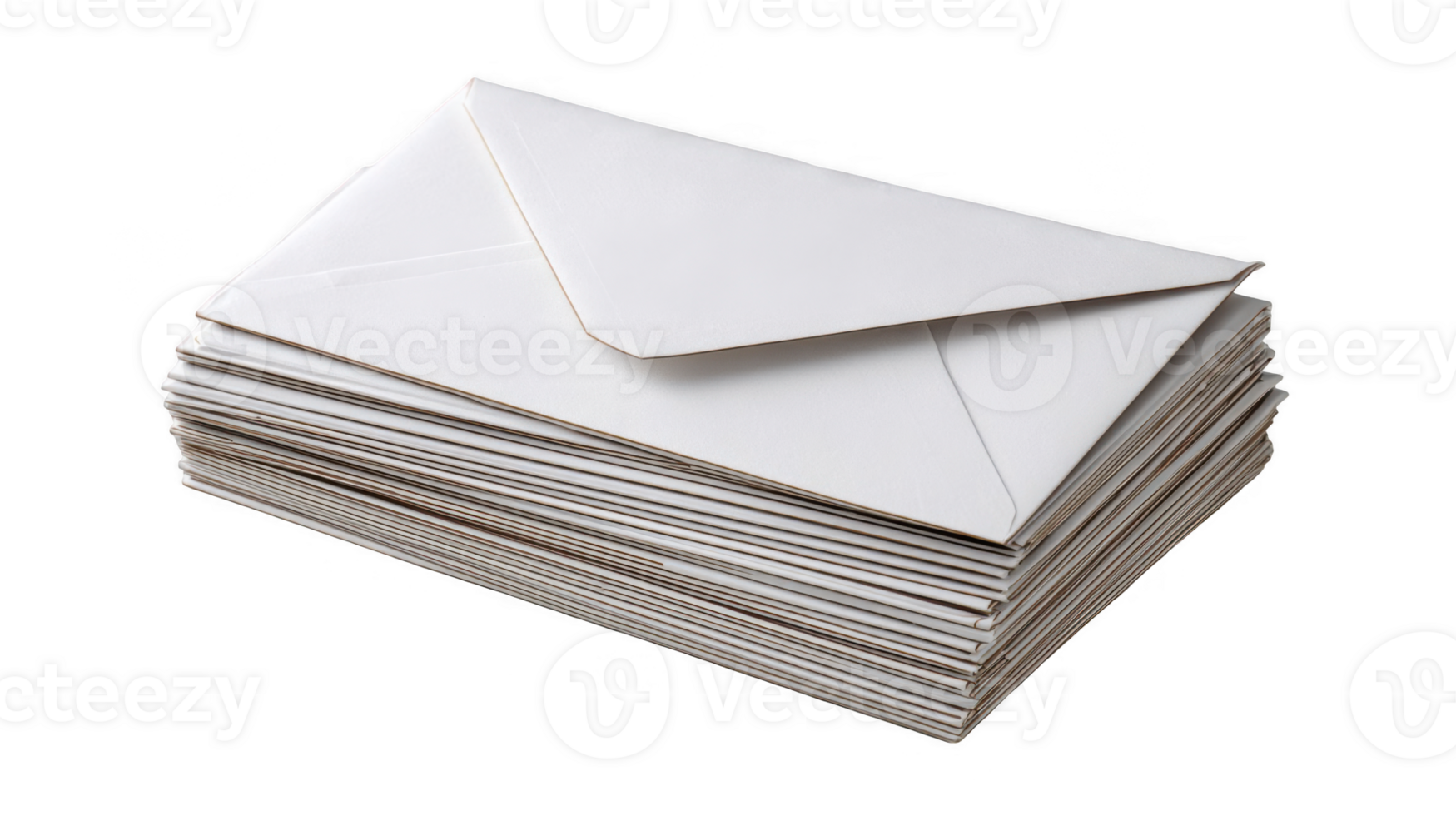 Stack of clean white envelopes lying on transparent background png