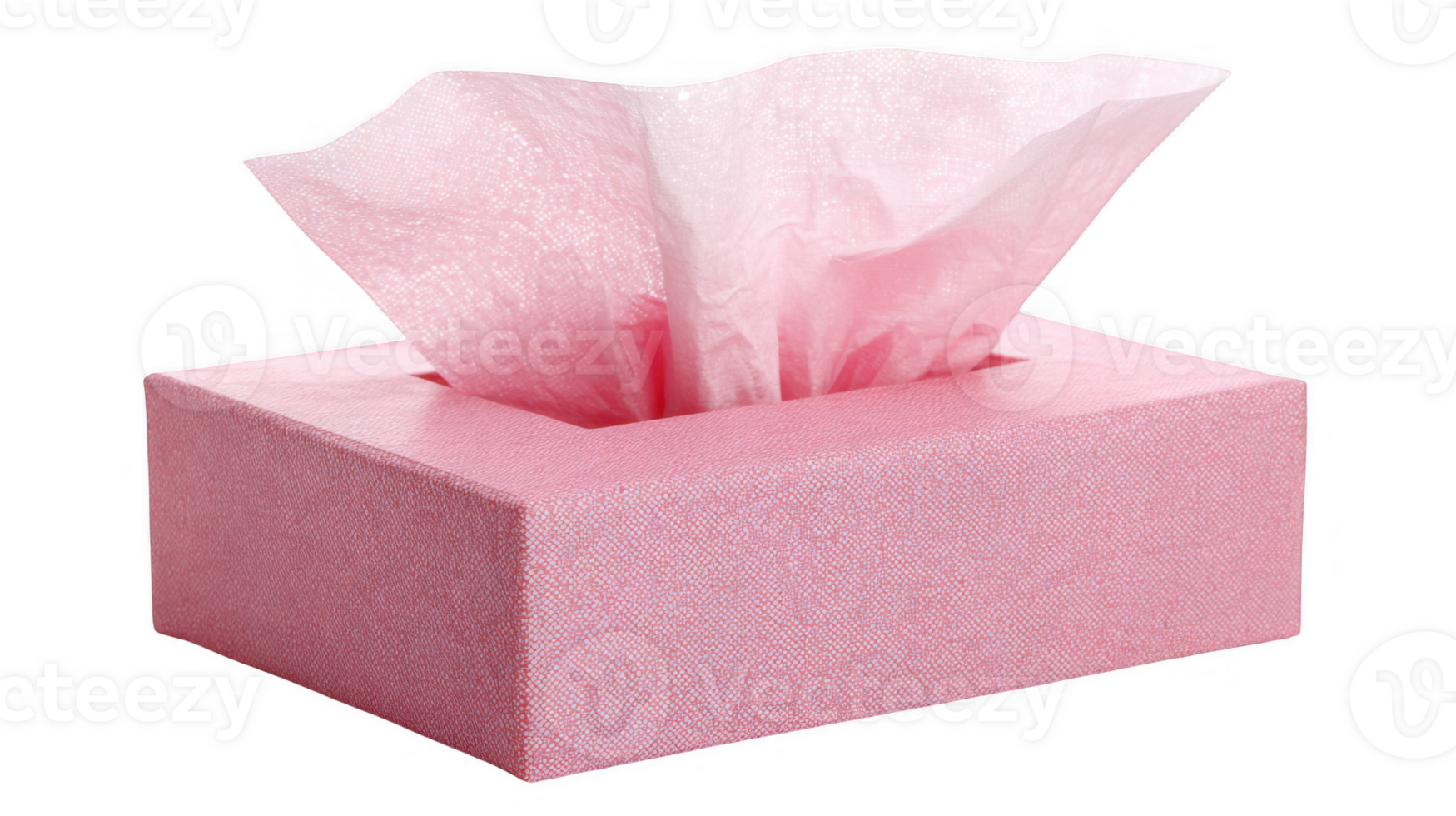 Pink tissue box dispensing soft paper on transparent background png