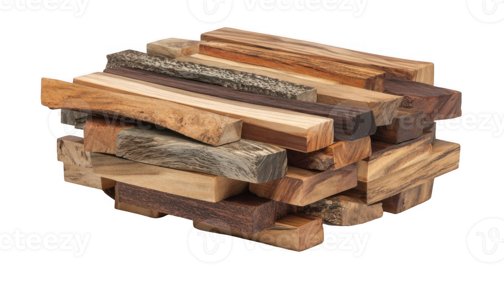 Mixed wood materials creating a unique outdoor structure with transparent background png