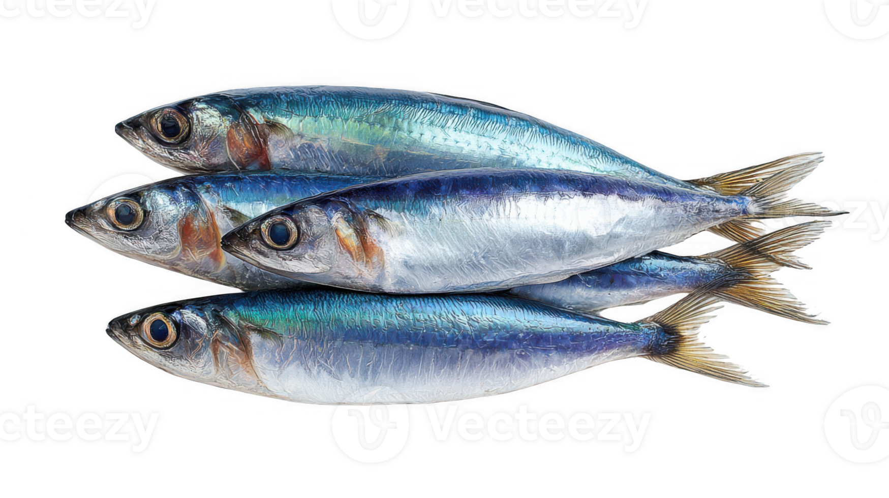 Fresh sardines isolated on transparent background displaying vibrant colors png