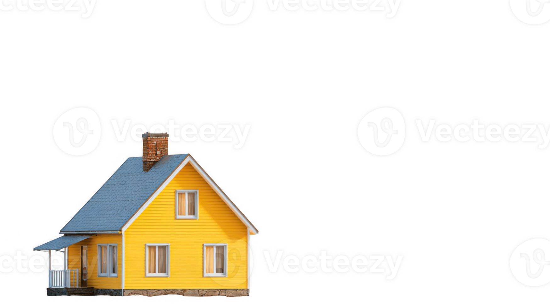 Yellow a frame house with smoke curling from chimney on transparent background png
