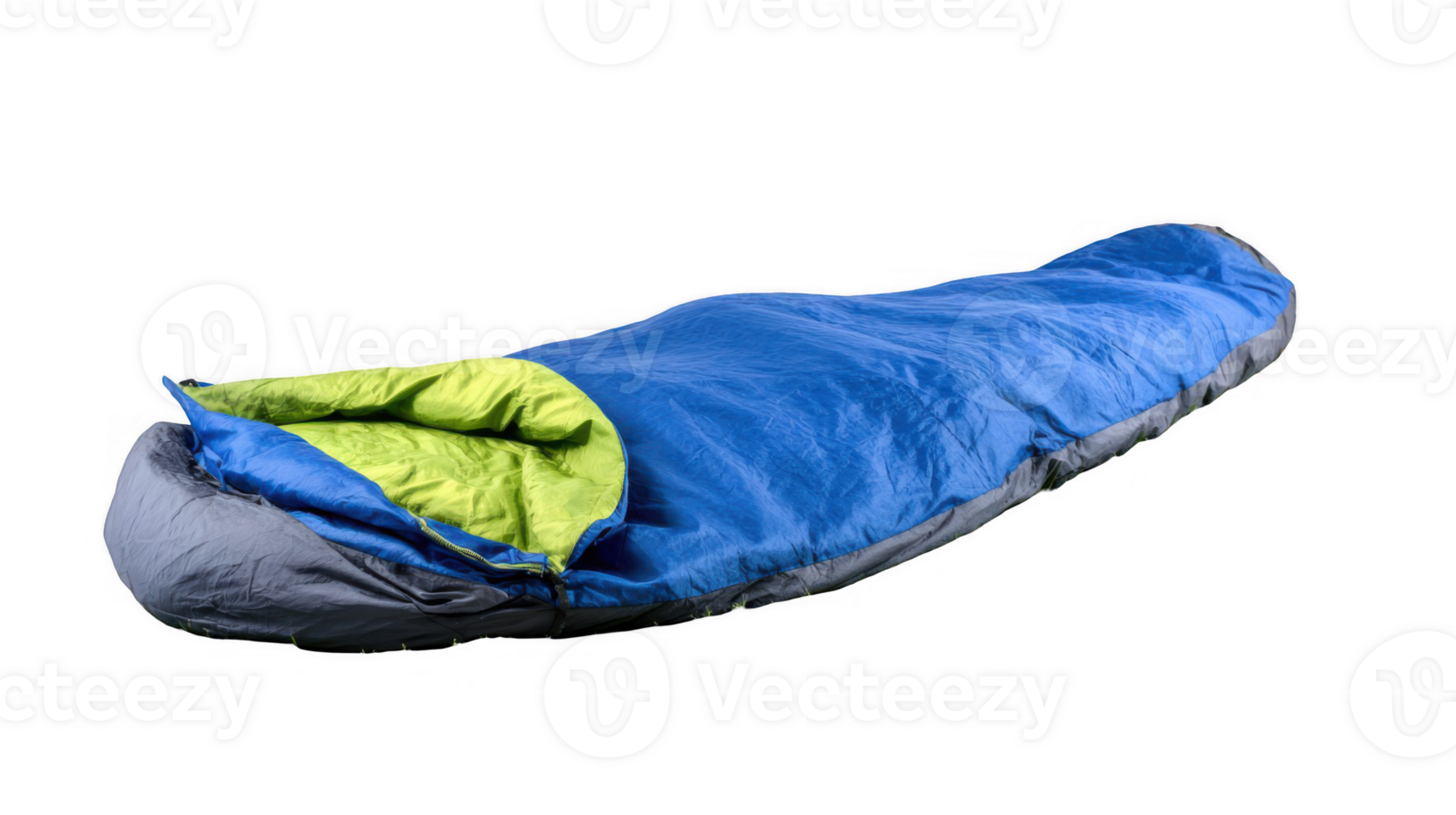Blue and green sleeping bag isolated on transparent background png