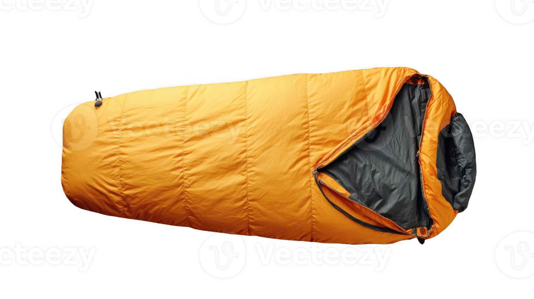 Orange opened sleeping bag isolated on transparent background png