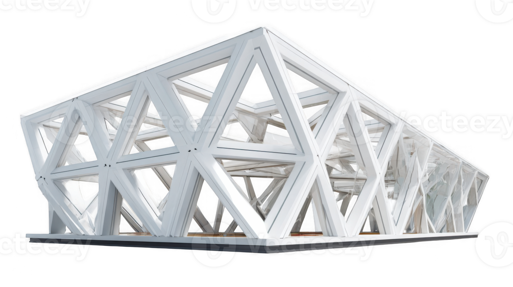 Modern white architectural framework showcasing geometric design on transparent background png