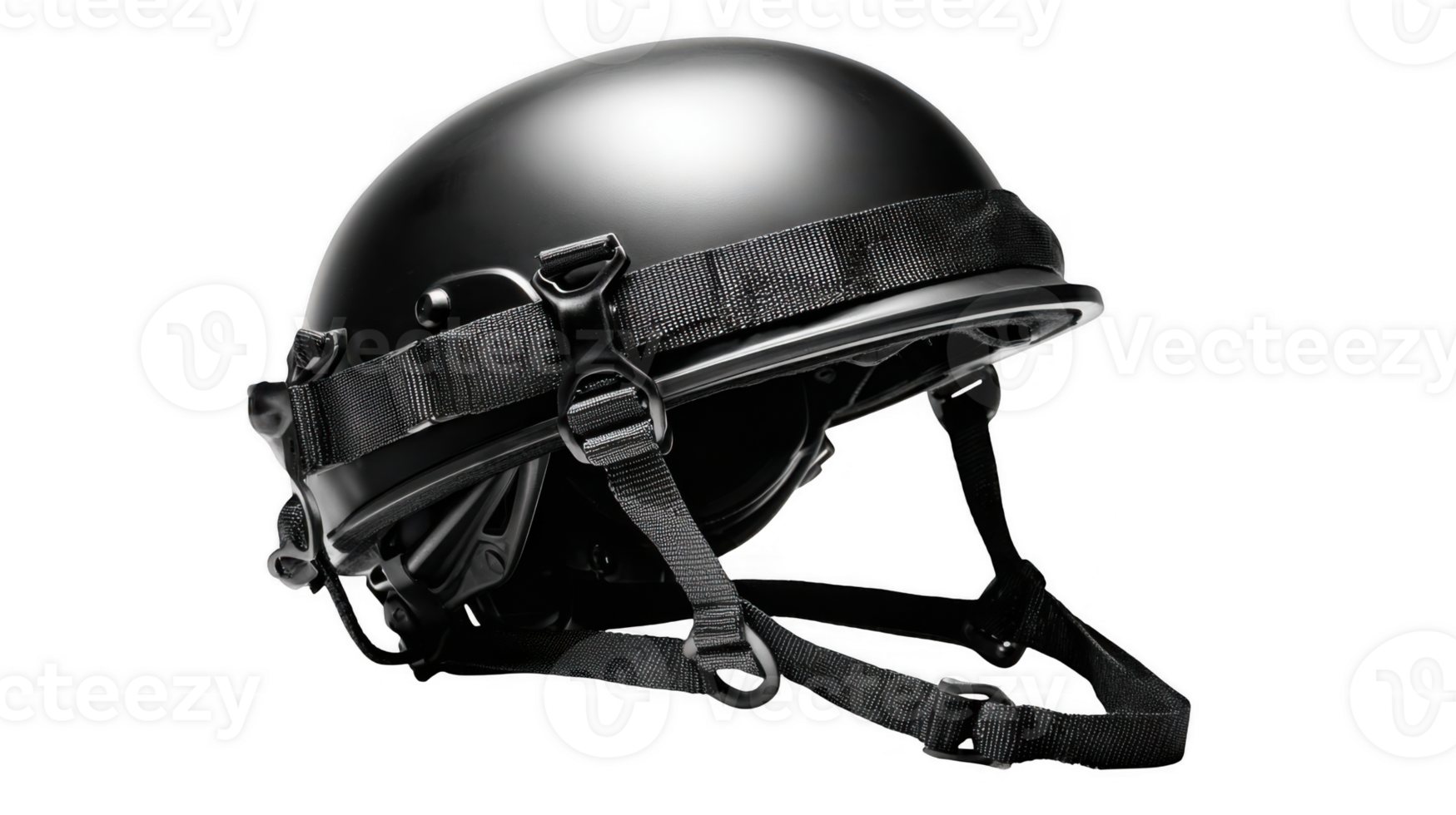 Modern tactical helmet protecting head with secure straps on transparent background png