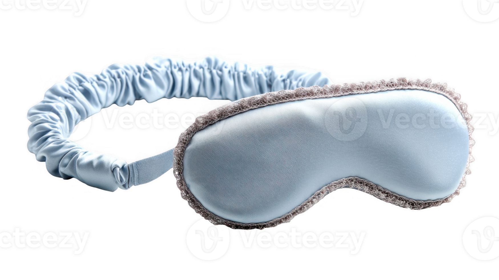Light blue sleep mask with elastic headband on transparent background png