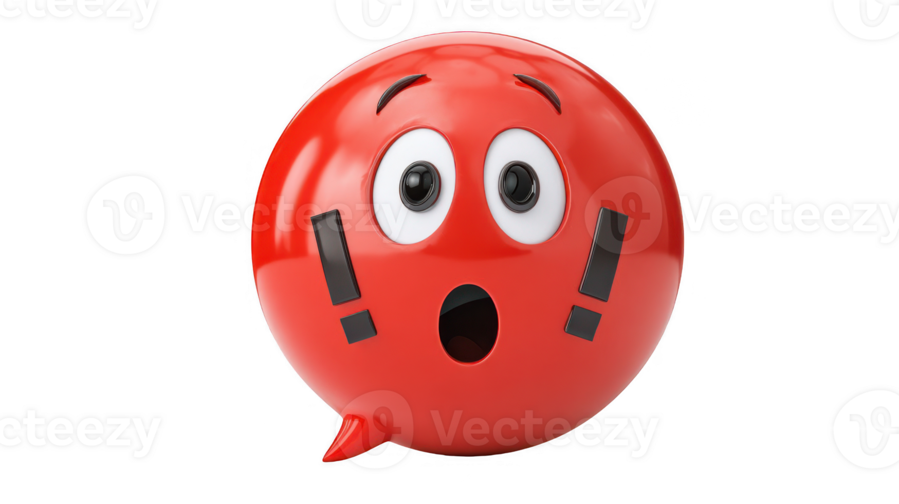 Red speech bubble showing surprise with exclamation marks on transparent background png
