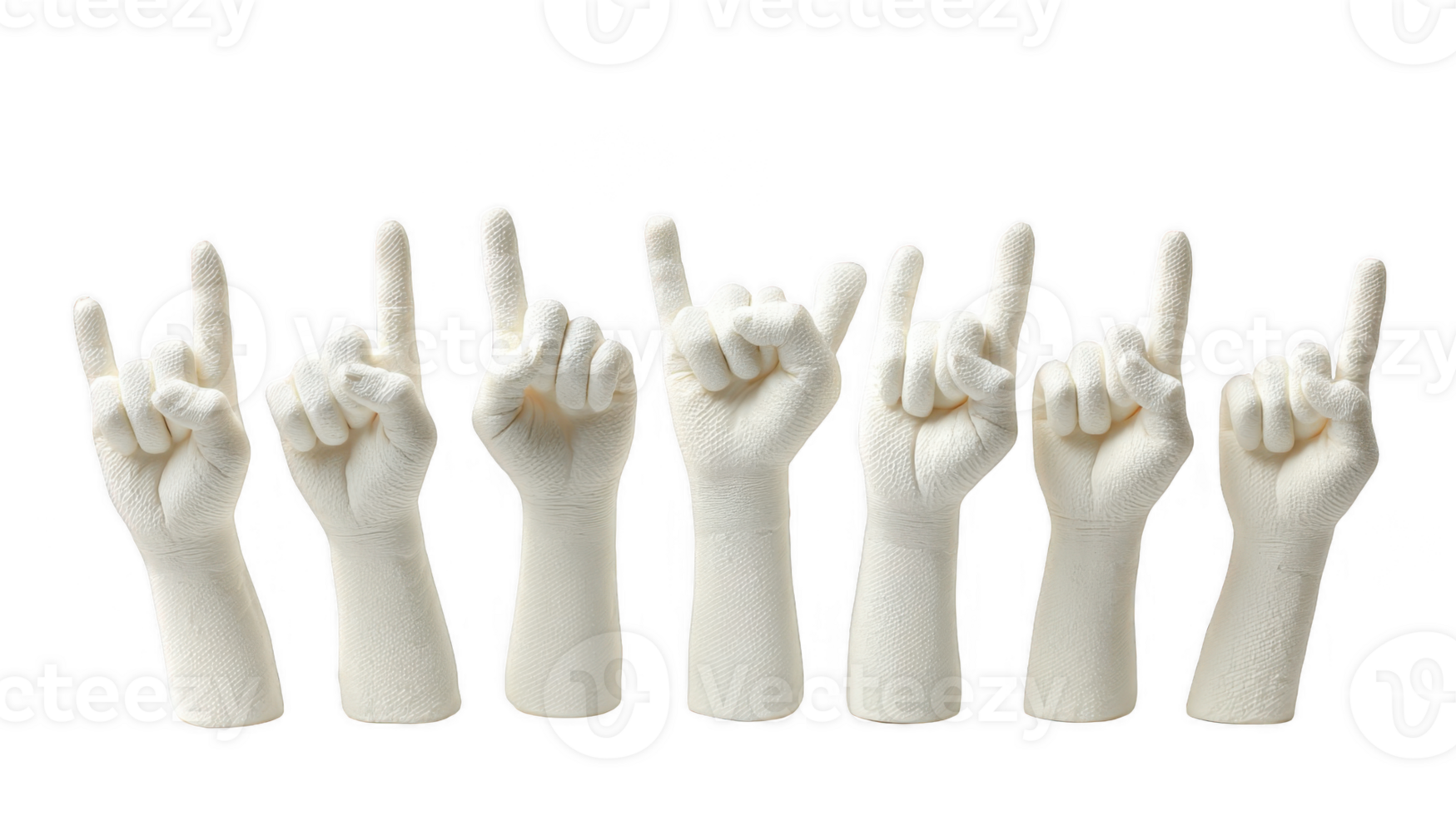 White foam fingers pointing upwards on transparent background png
