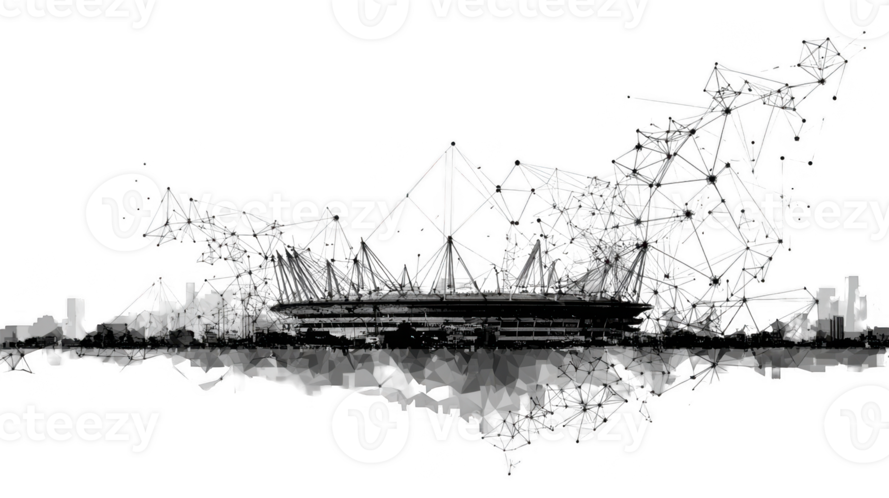 Geometric shapes creating dynamic stadium on transparent background png