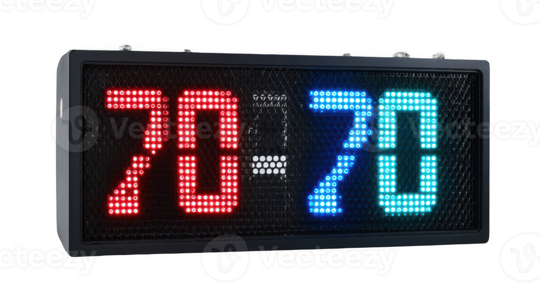 Digital scoreboard showing a tie game with transparent background png