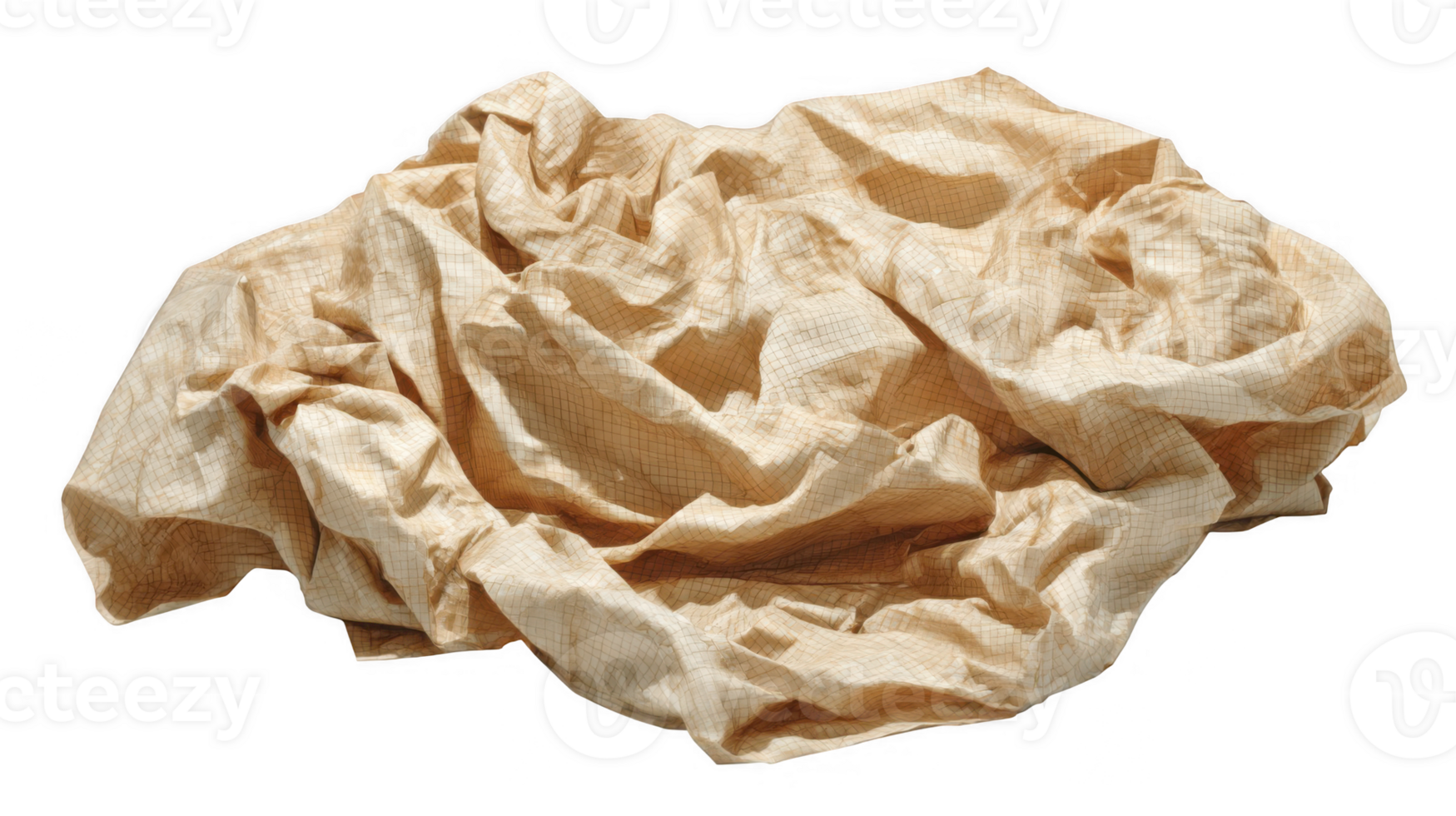 Crumpled sand colored textile with transparent background symbolizing simplicity png