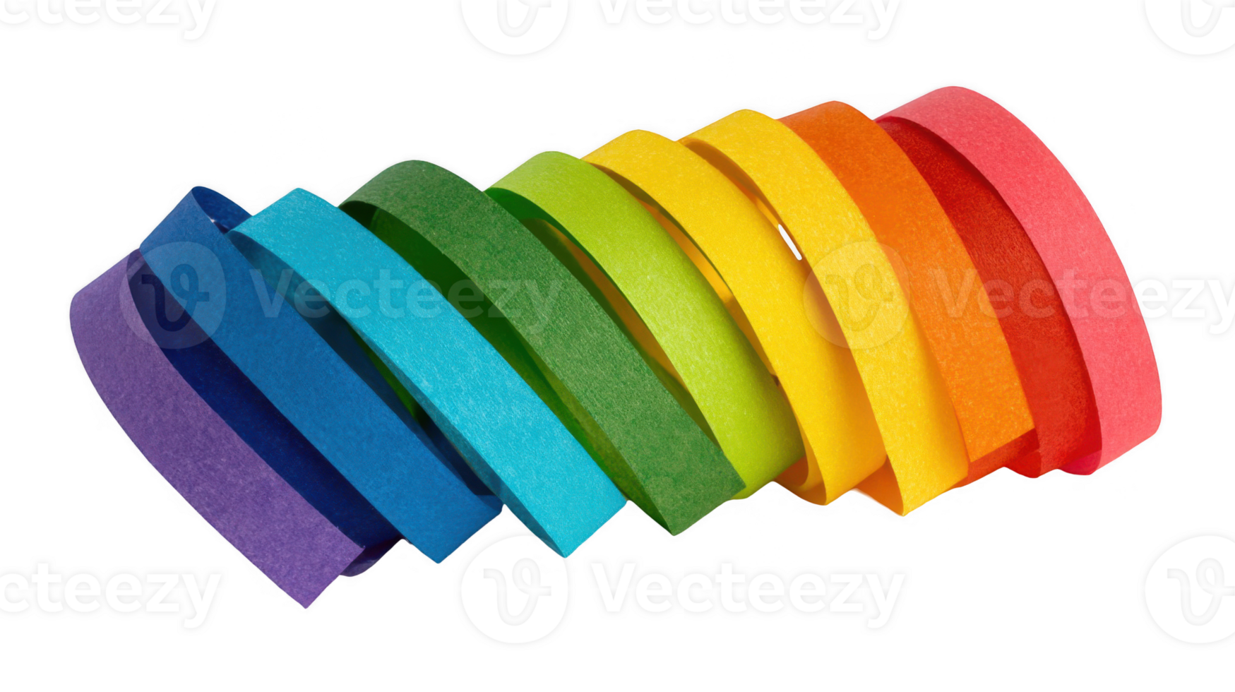 Colorful paper strips creating a vibrant rainbow design with transparent background png