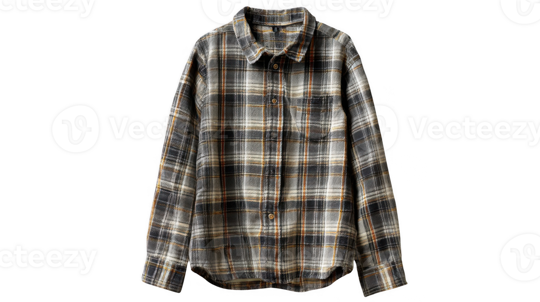 Cozy plaid shirt isolated on transparent background, ready for apparel design png