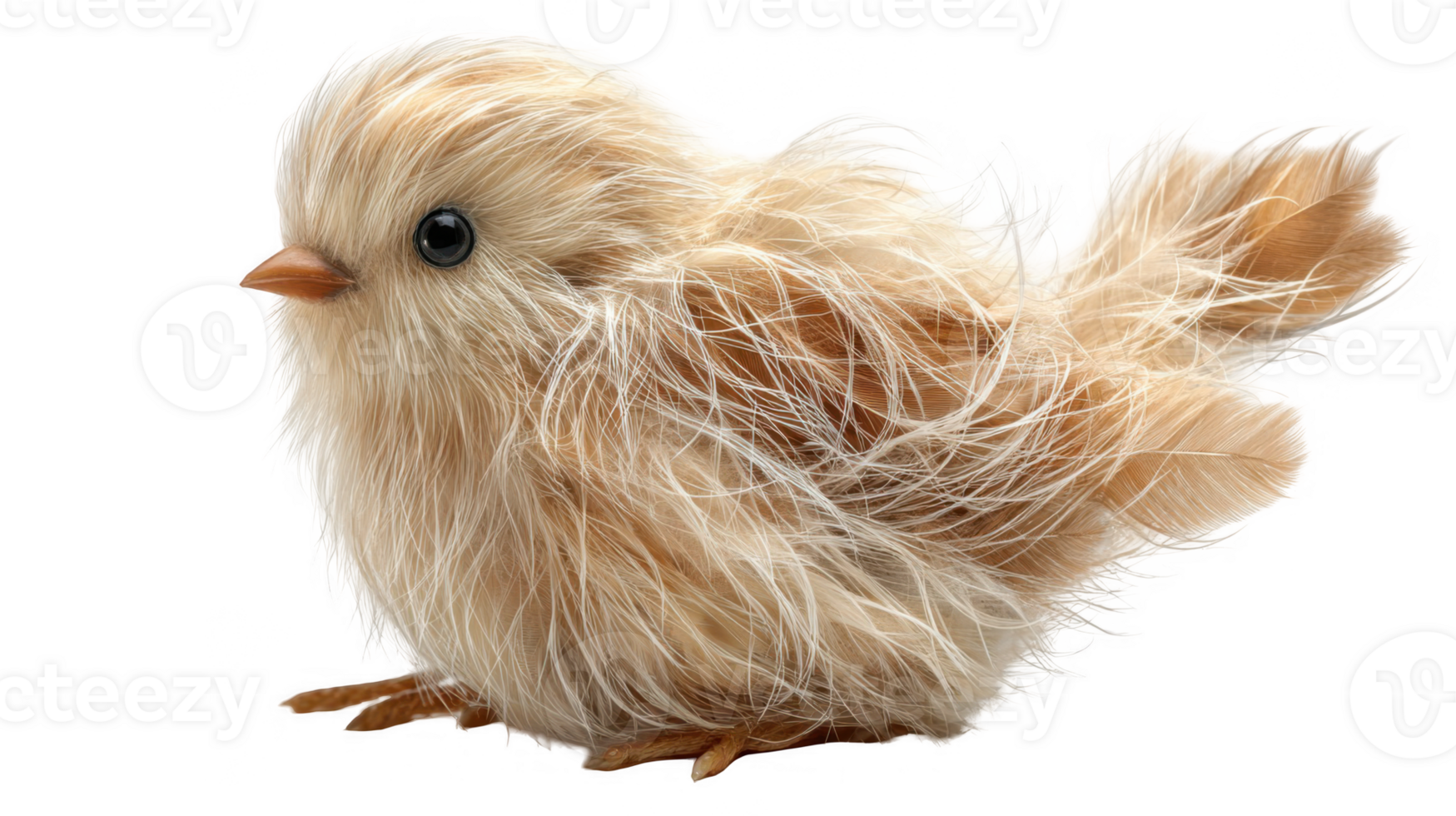 Adorable fluffy bird with silky feathers on transparent background png