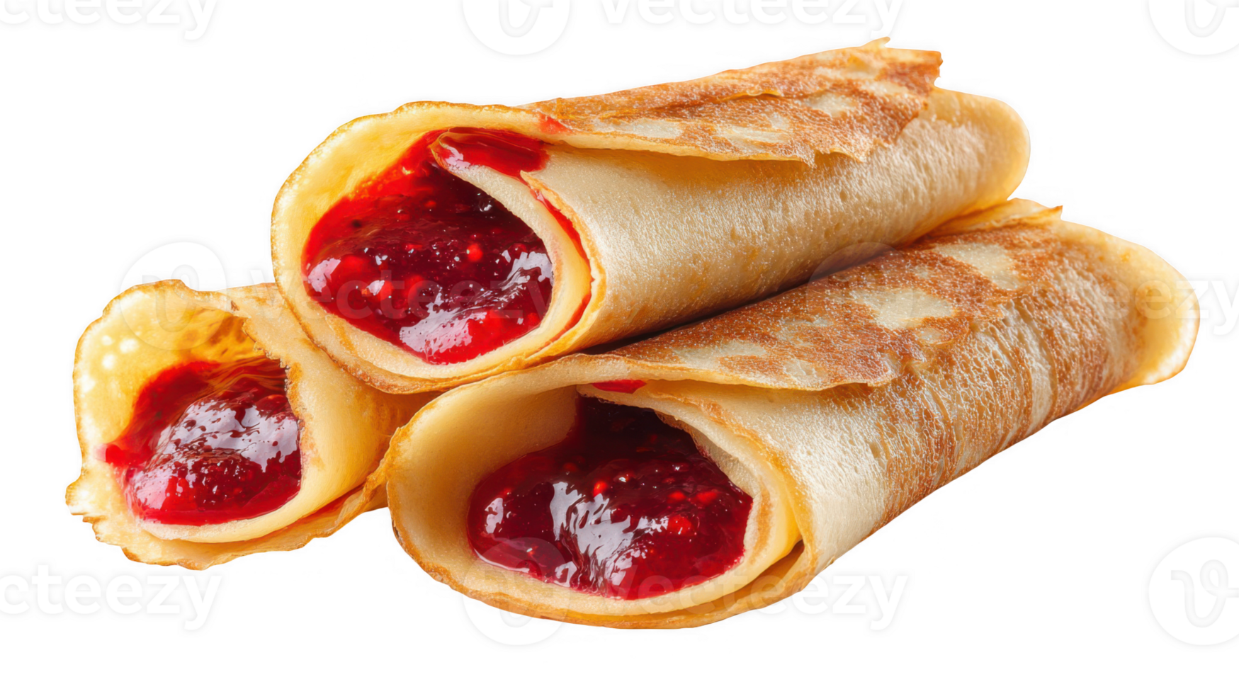 Rolled crepes filled with sweet berry spread on transparent background png