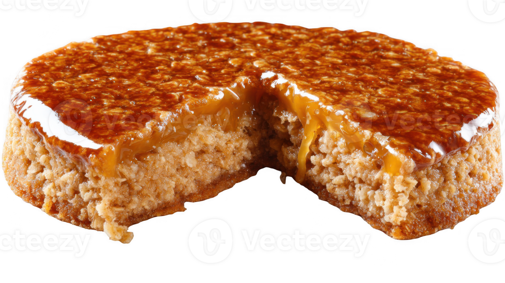 Delicious flapjack drizzled with golden syrup on transparent background png
