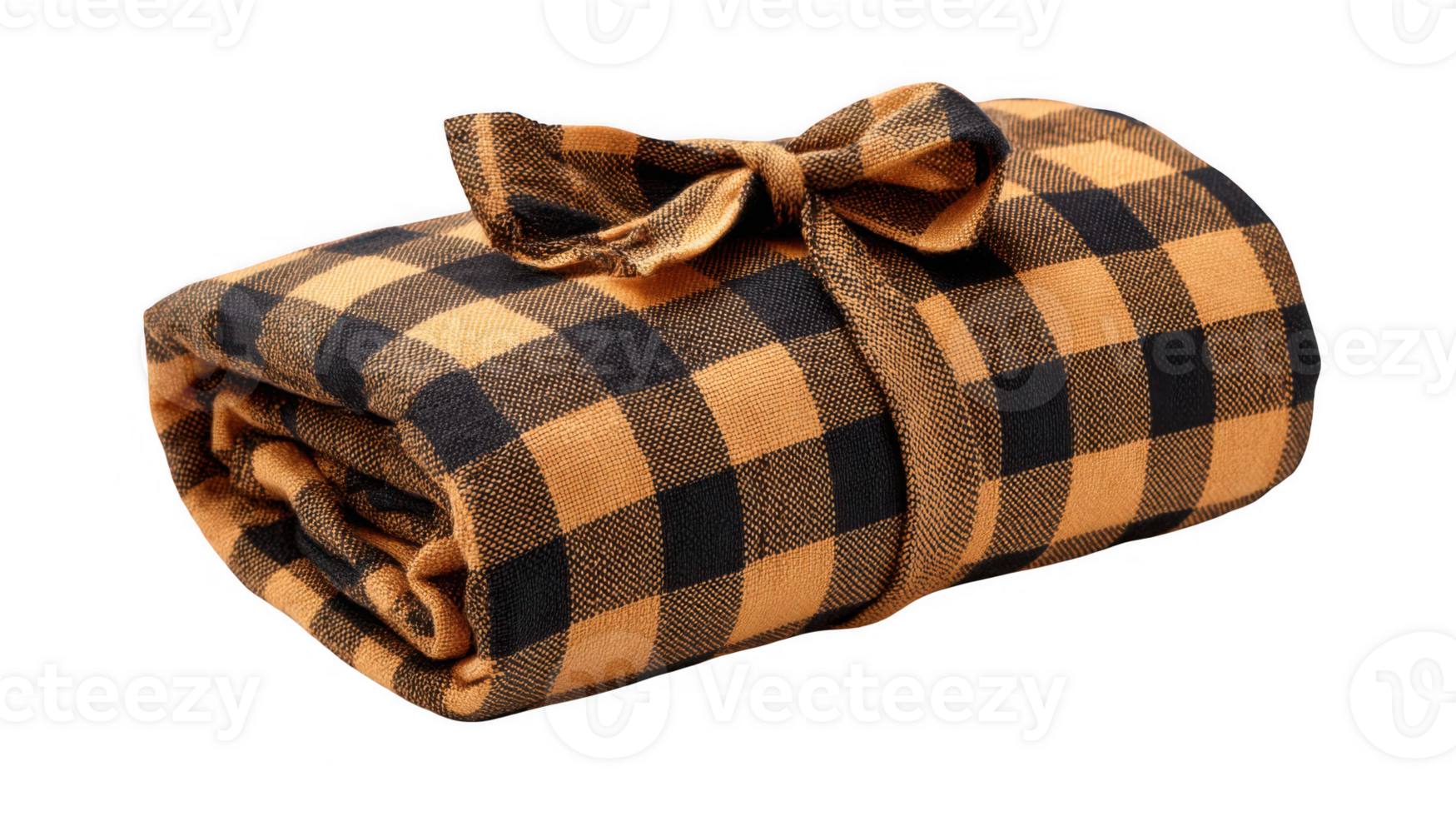Checkered tea towel tied with a bow on transparent background png