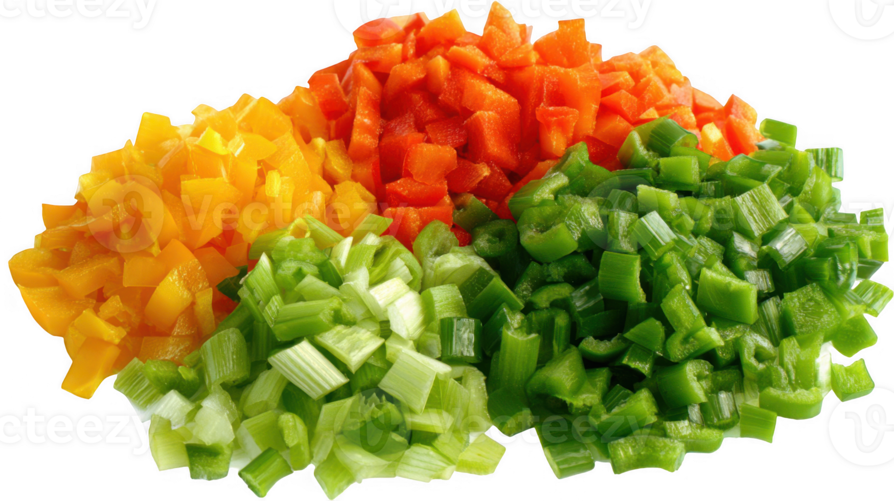 Chopped vegetables for omelette creating colorful culinary delight on transparent background png