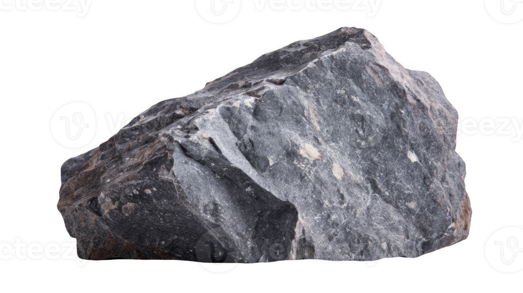 Grey stone showing subtle patterns on transparent background png