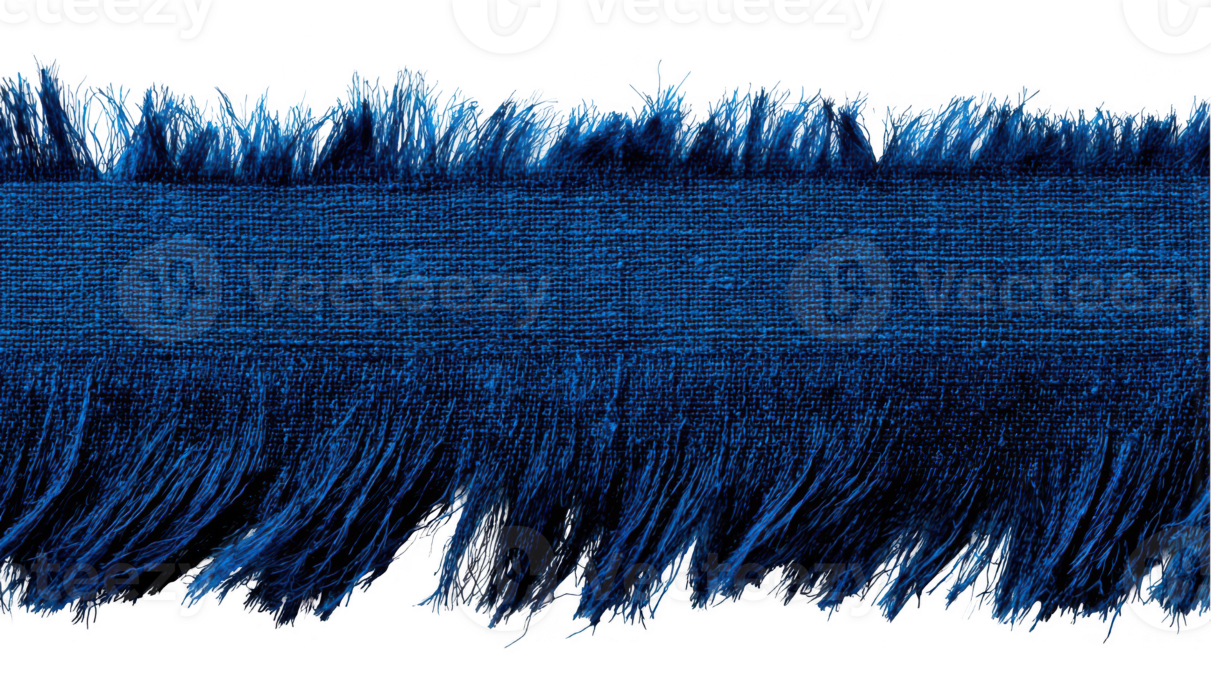 Deep blue fabric edge with fringes on transparent background png
