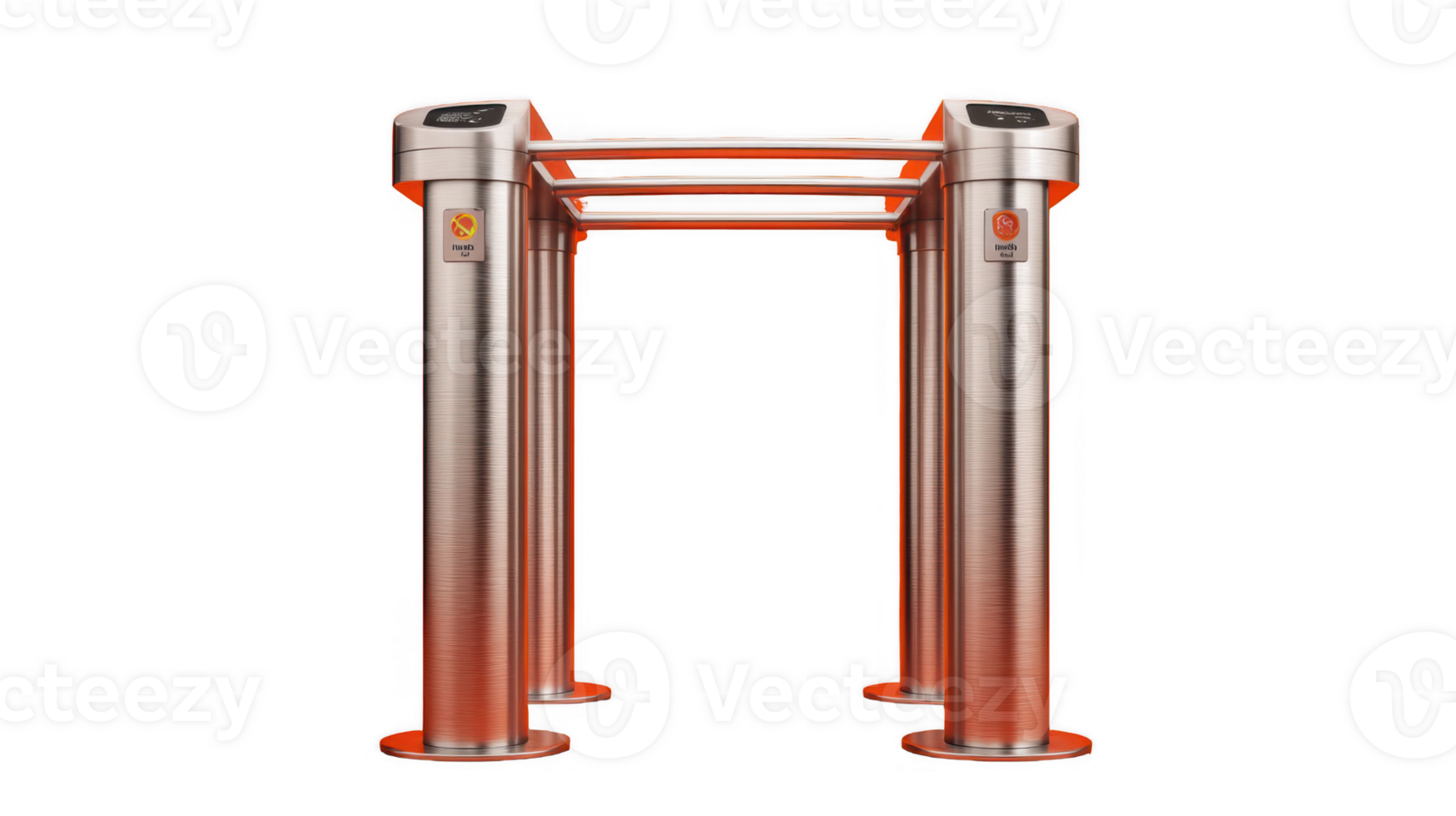 Steel turnstile rotating barrier gate on transparent background png