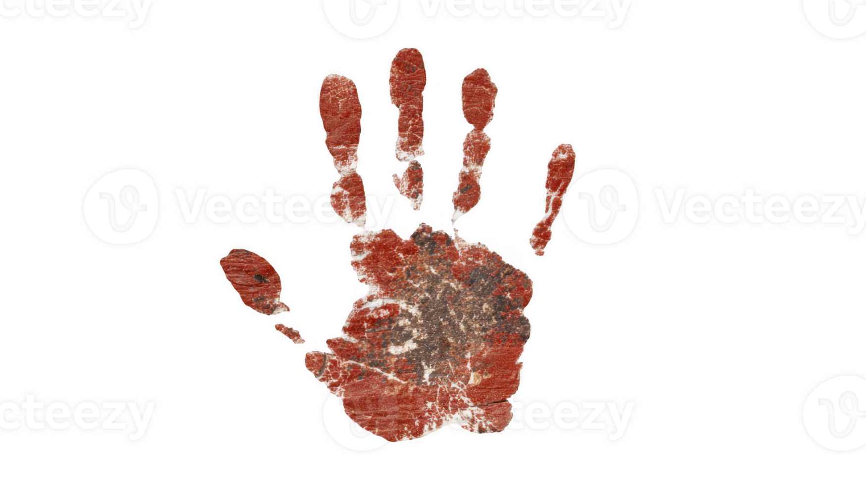 Rusty red handprint leaving mark on transparent background png