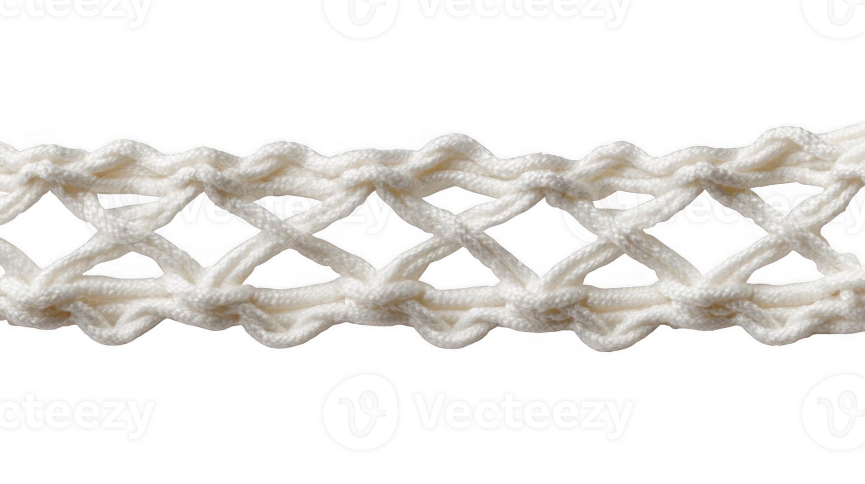Close up of white lacrosse stick stringing on transparent background png