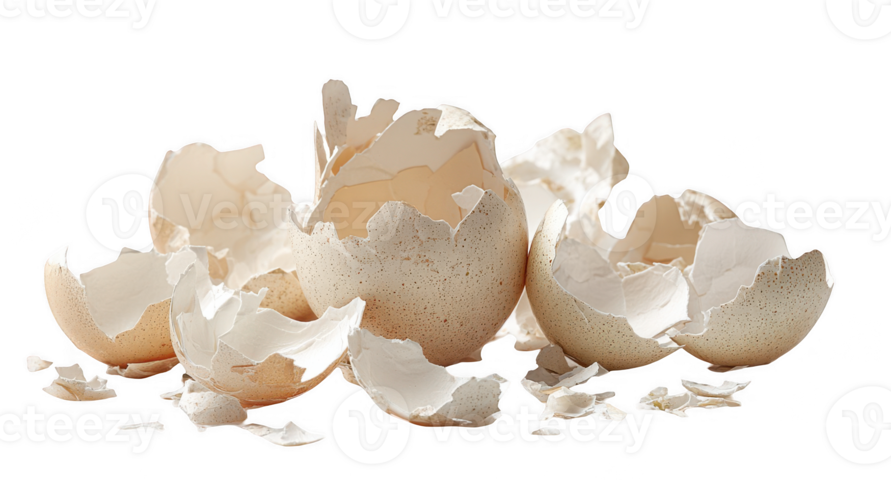 Broken eggshells isolated on transparent background representing fragility and new beginnings png