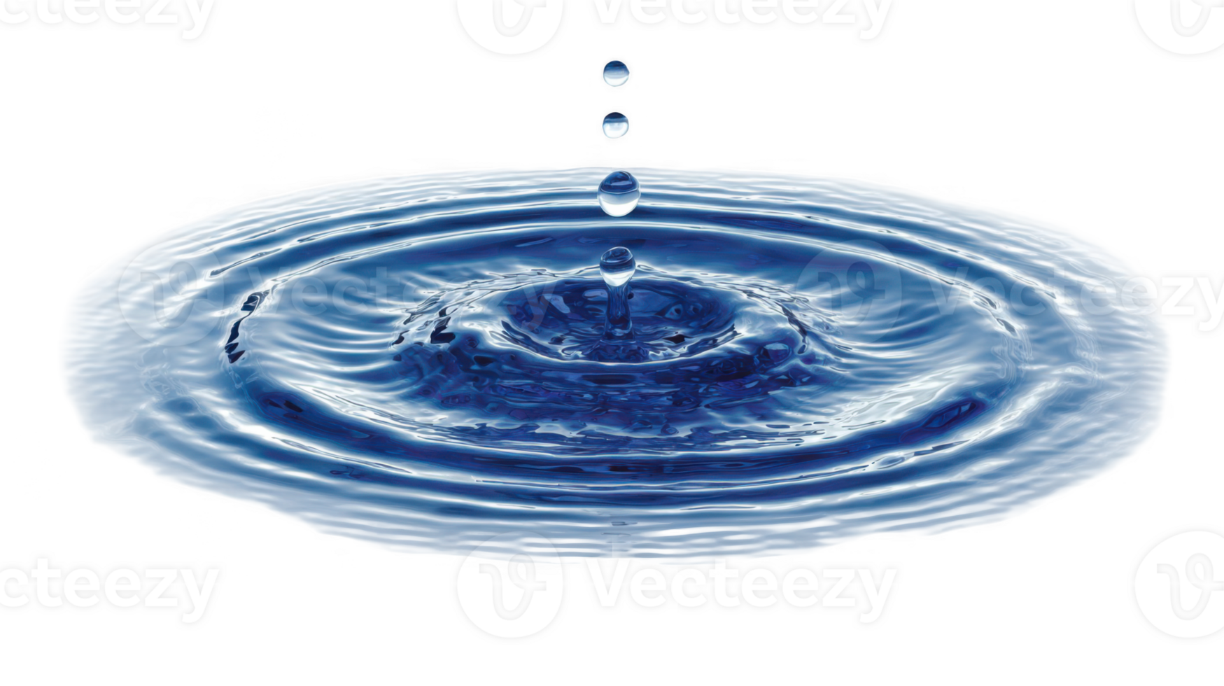 Water droplet creating concentric ripples on transparent background png