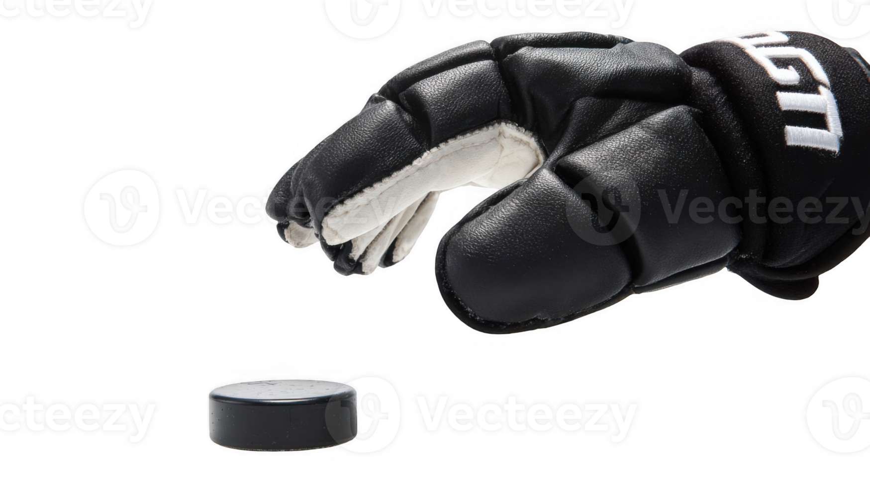 Hockey glove catching puck on transparent background png