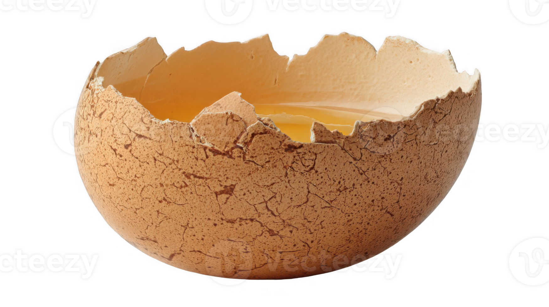 Eggshell containing egg yolk on transparent background png
