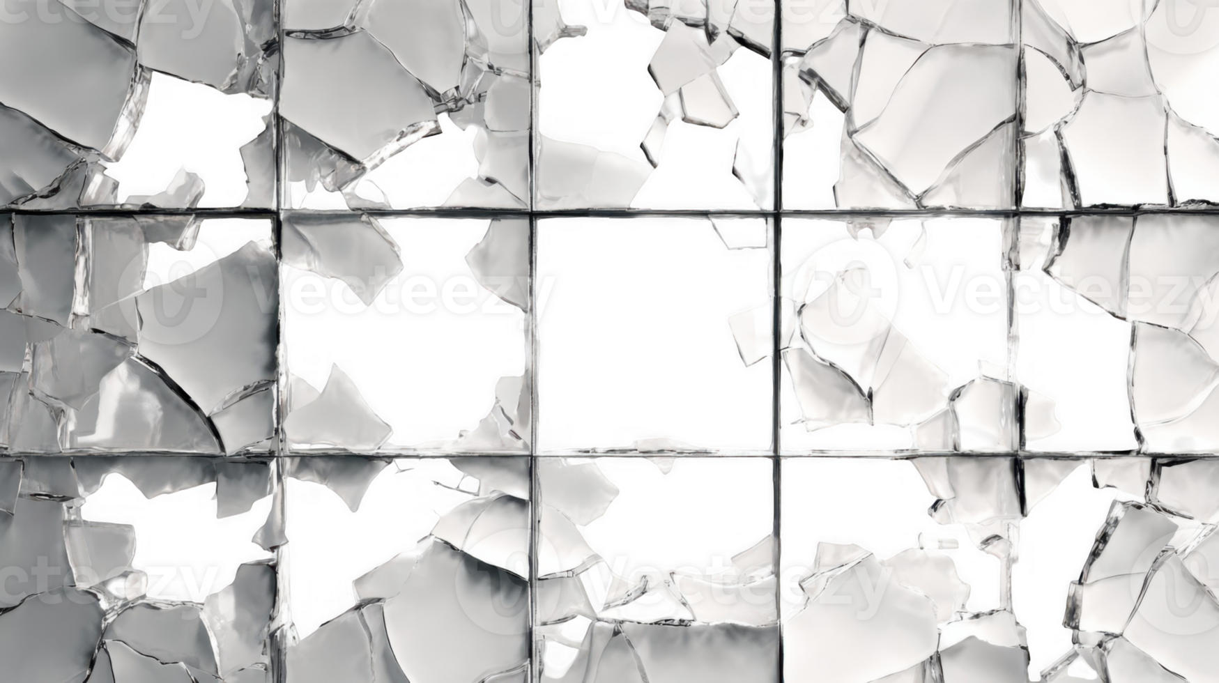 Shattered window glass with transparent background creating dramatic effect png