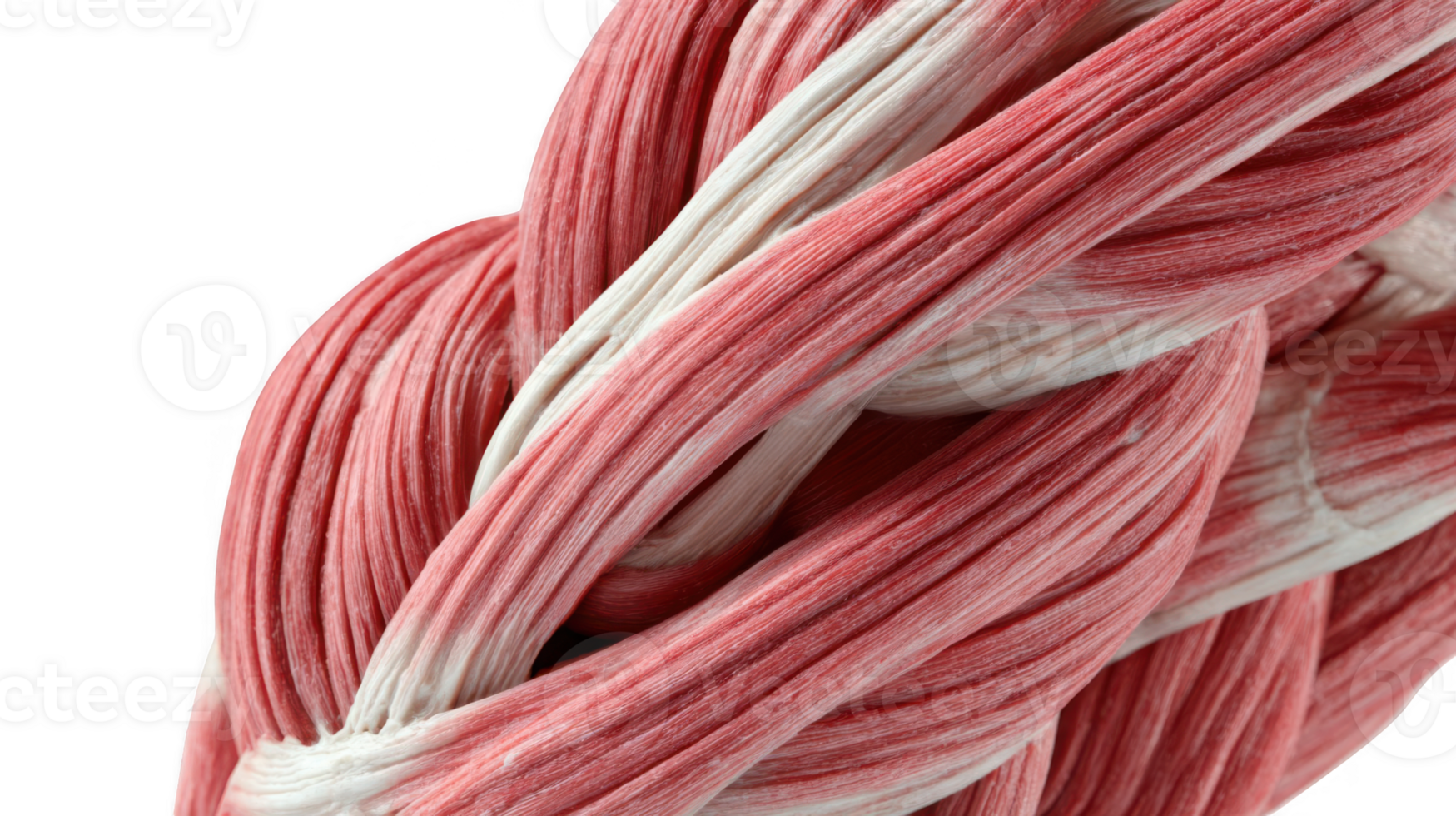 Intertwined muscle fibers forming intricate network on transparent background png