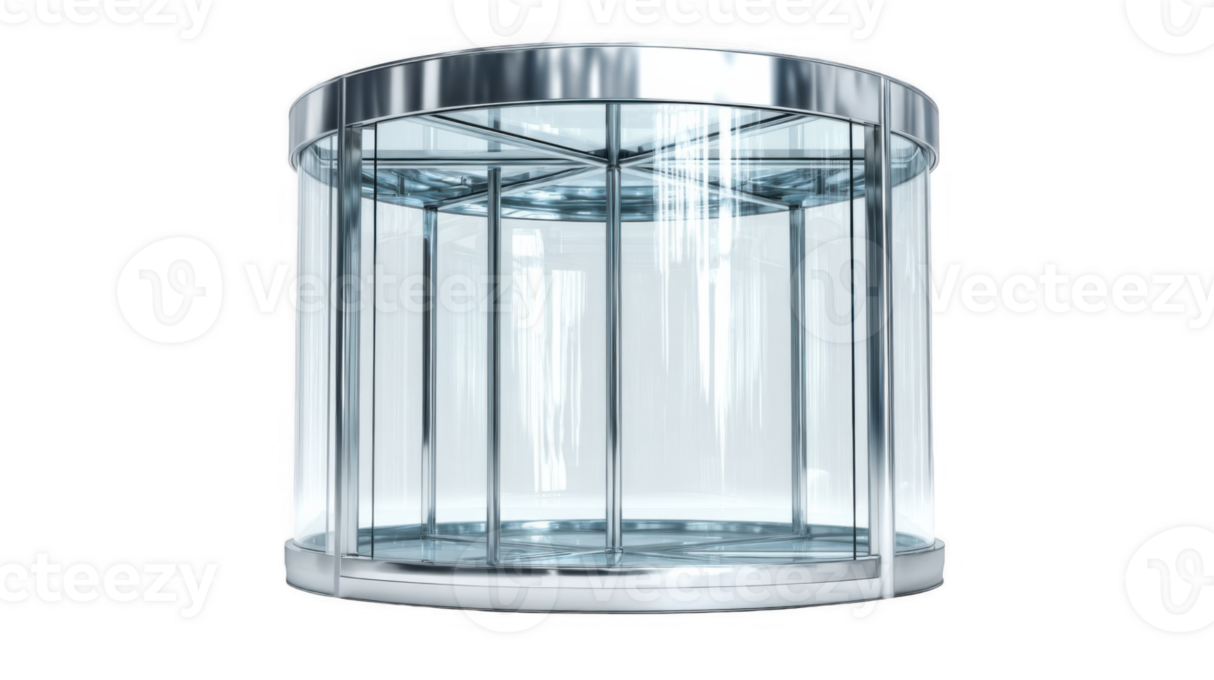 Modern glass revolving door on transparent background png