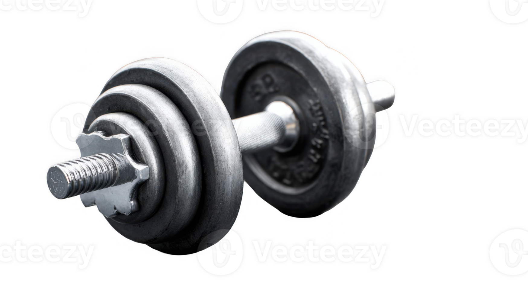 Heavy dumbbell rests on transparent background, promoting fitness and strength training png