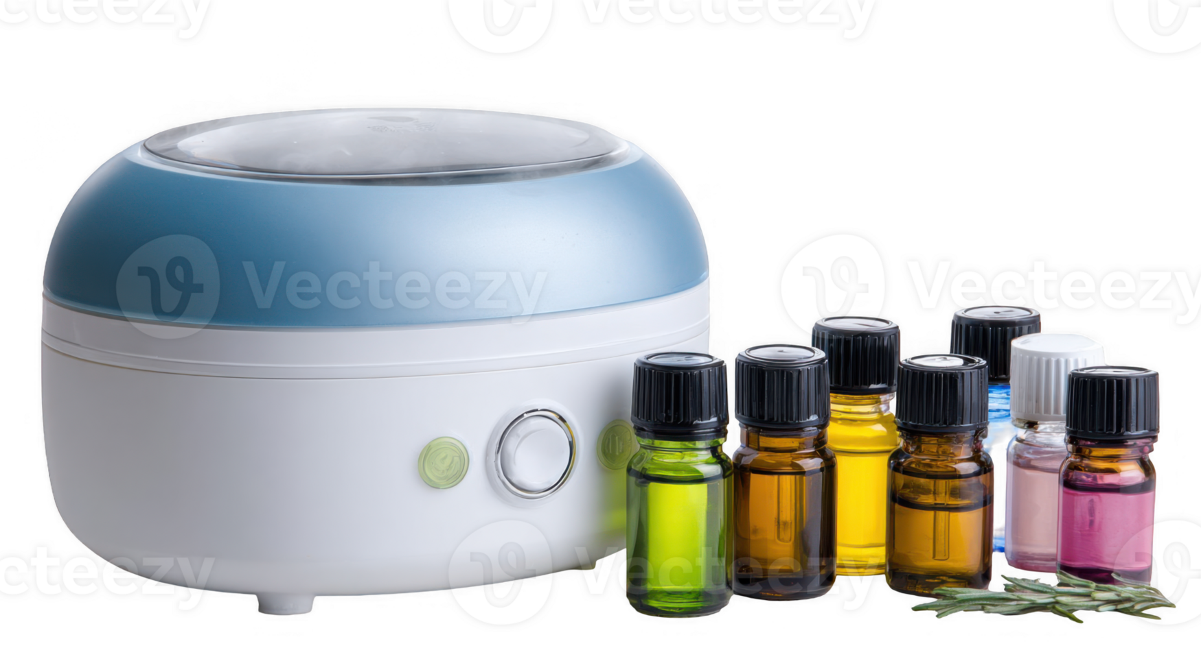 Facial steamer with essential oils and rosemary on transparent background png