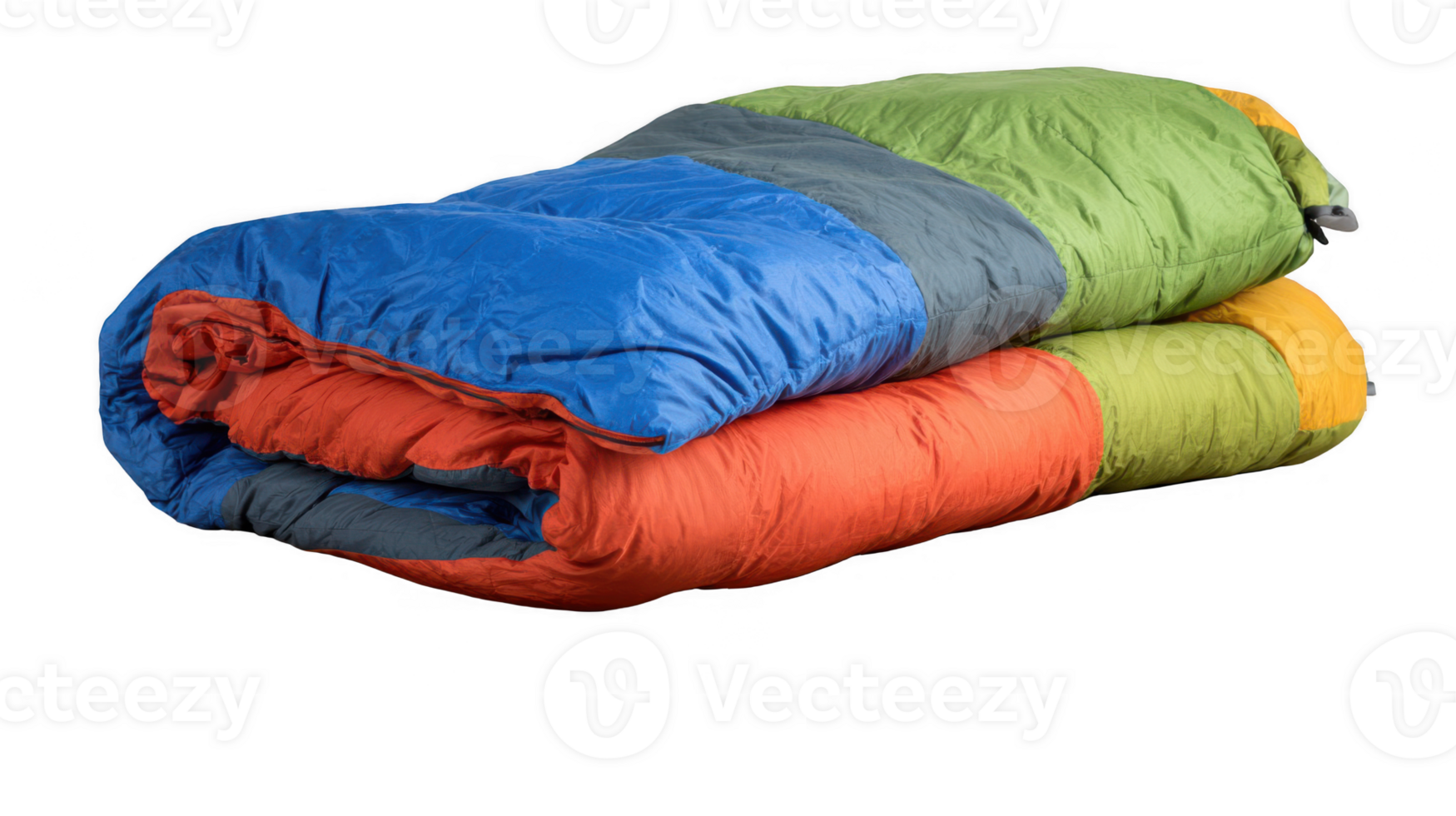 Folded colorful sleeping bag on transparent background png