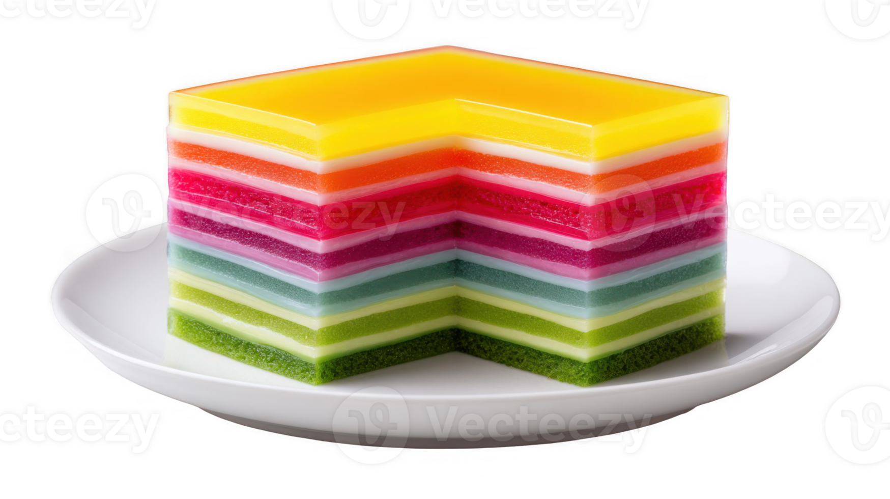 Layered rainbow dessert showcasing vibrant colors on transparent background png