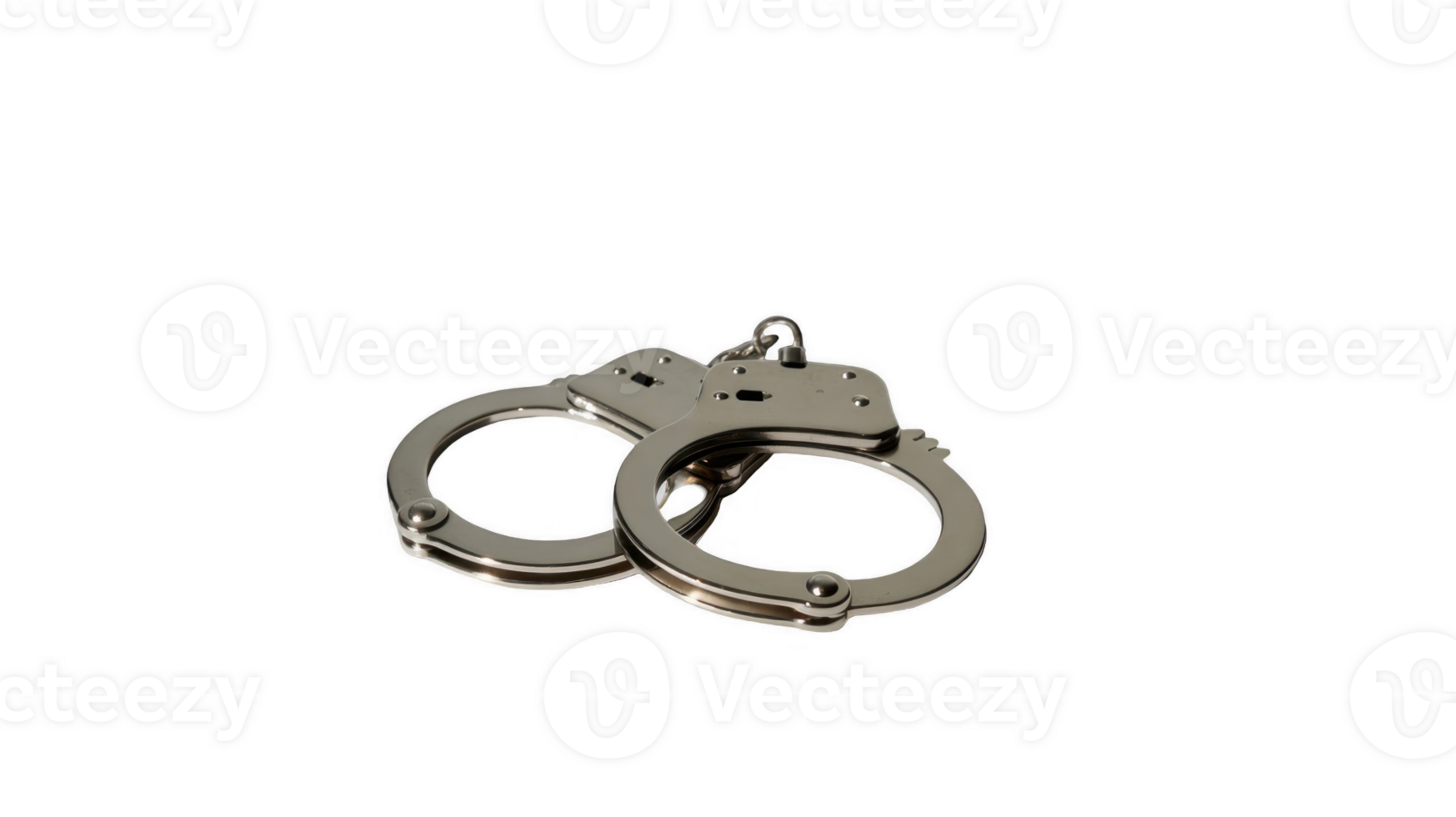 Steel handcuffs resting on transparent background representing law enforcement and arrest png