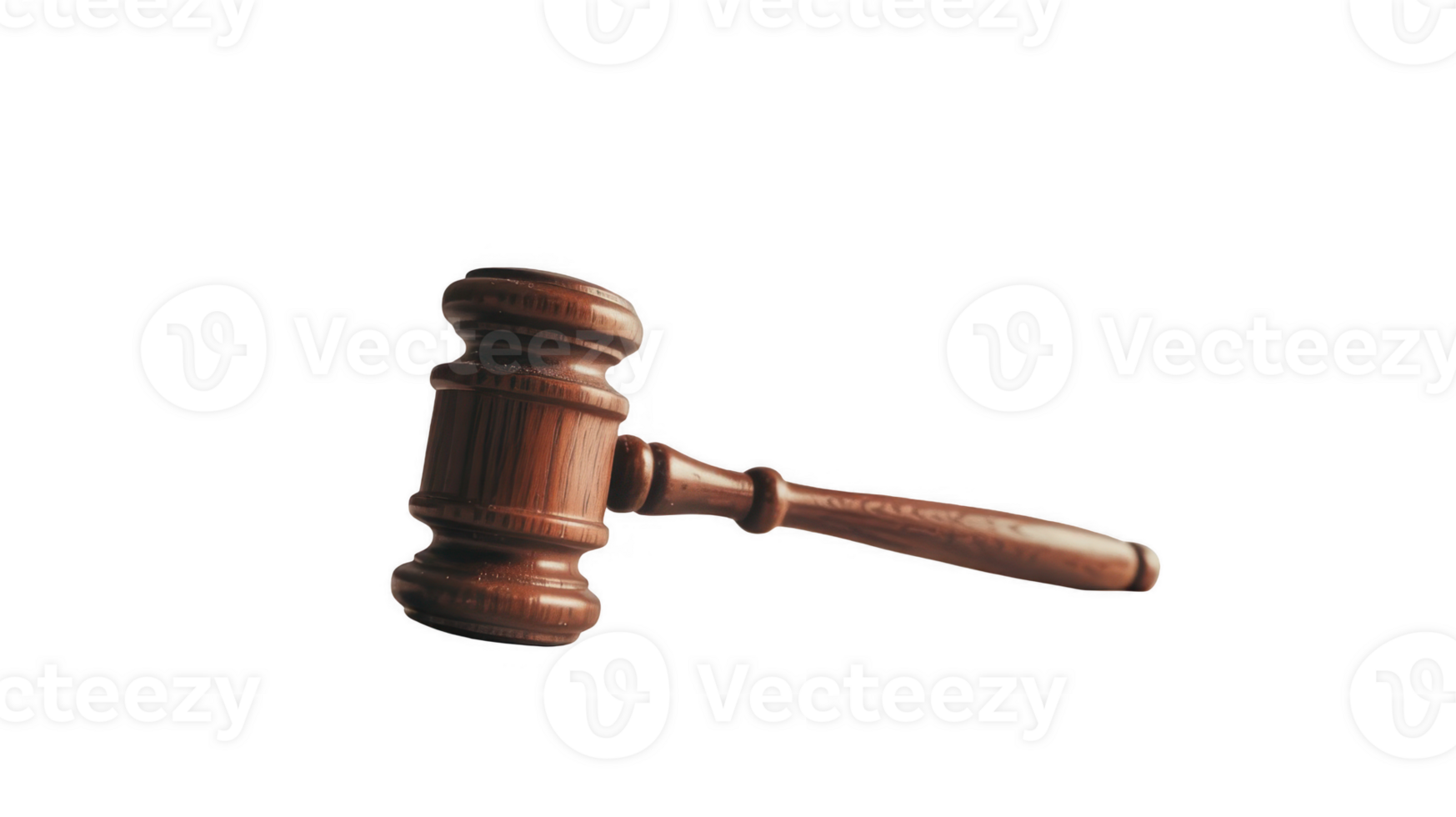 Wooden gavel striking sound block on transparent background png
