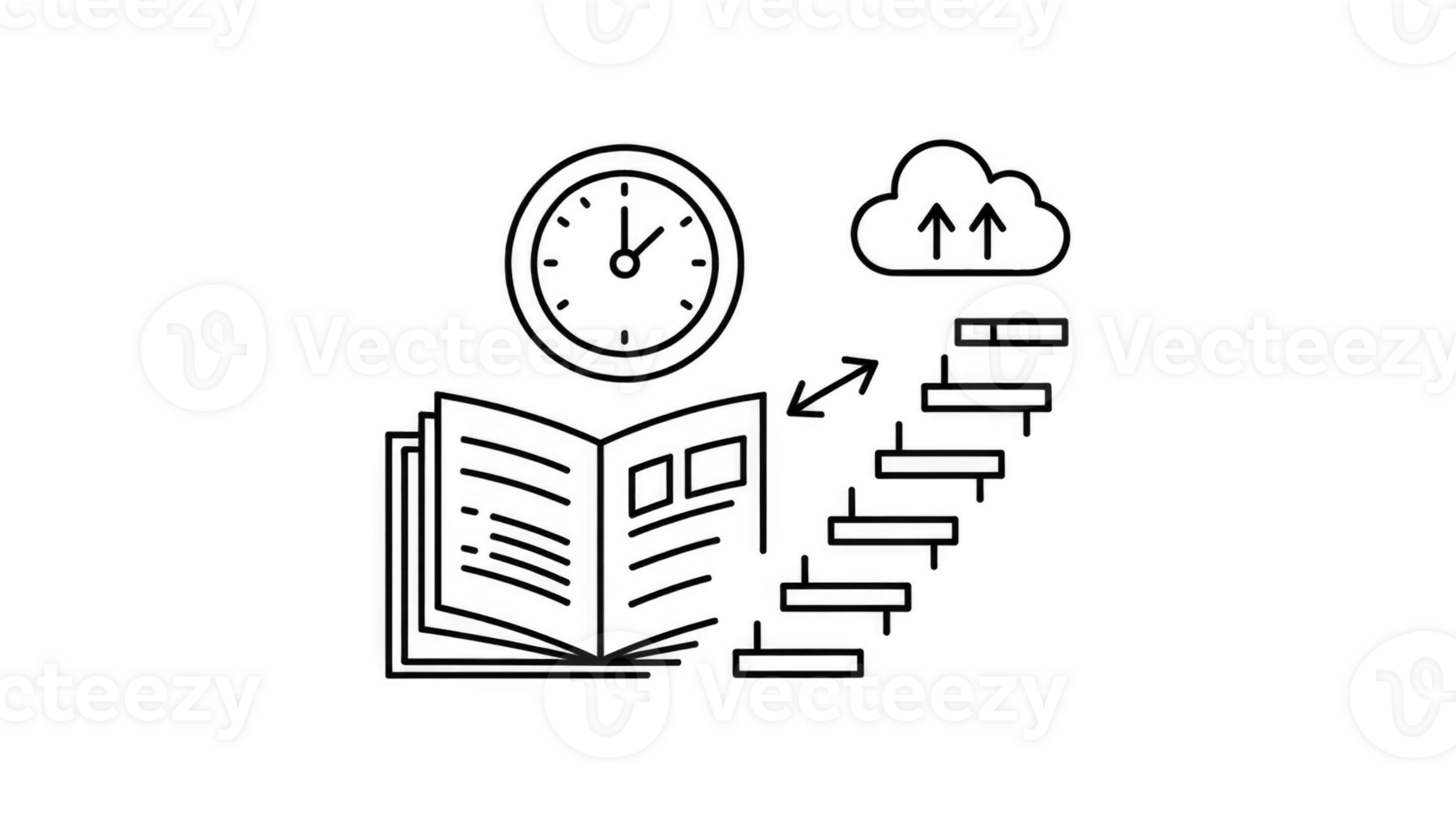 Learning process leading to cloud computing over time with transparent background png