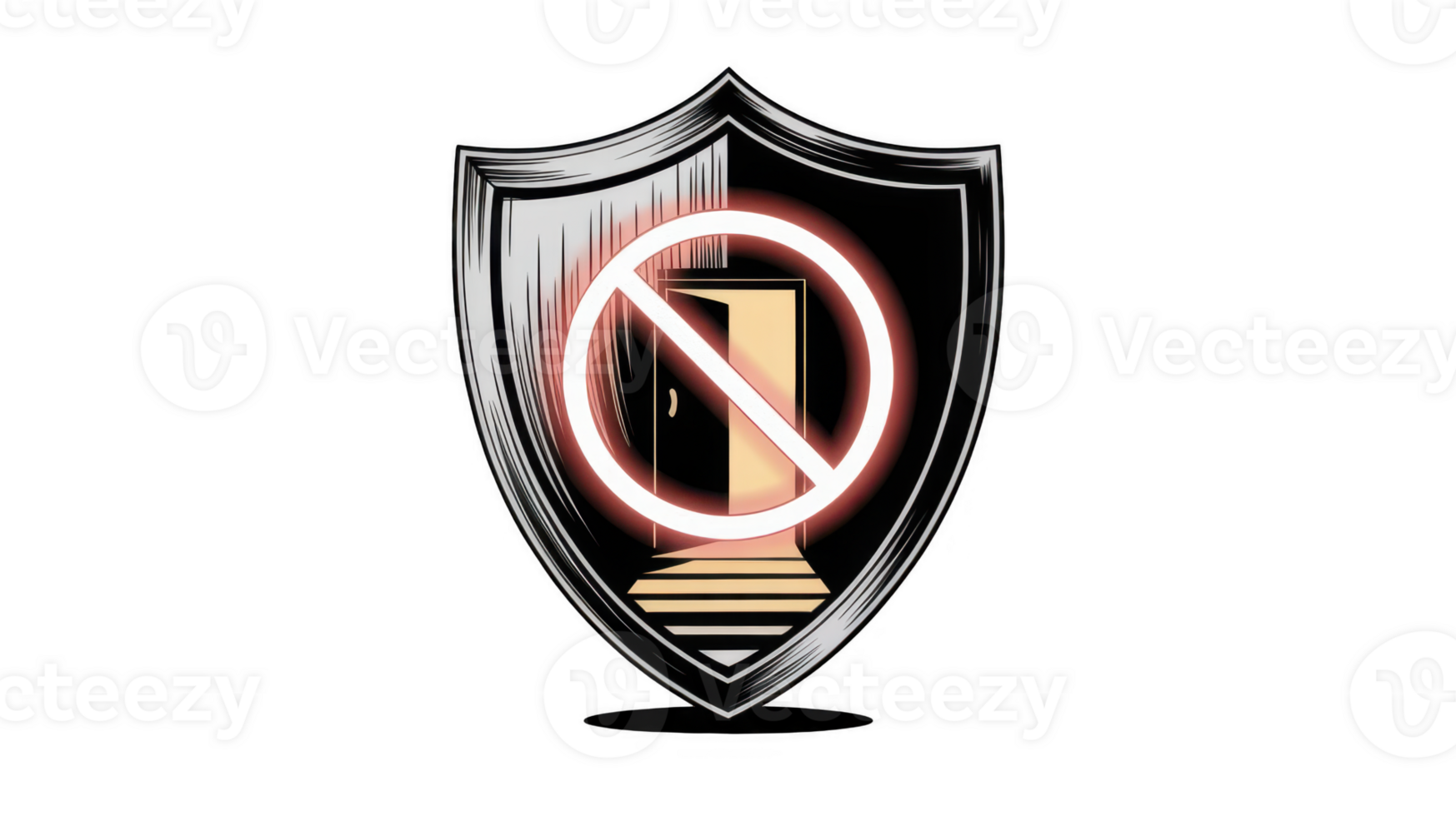 Shield preventing access to door on transparent background png